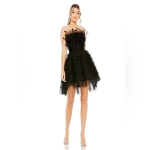 Mac Duggal Style 20529 NWT Strapless Ruffle Dress with Feather Embellishments